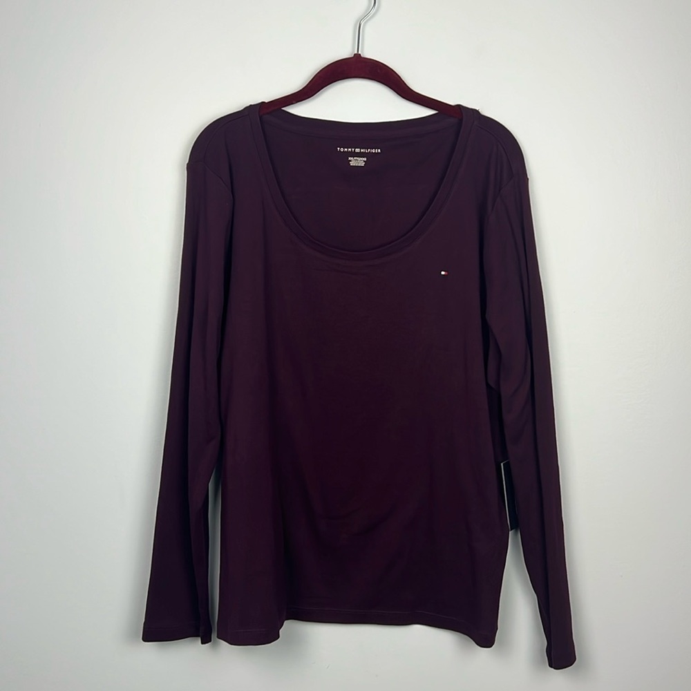Tommy Hilfiger long sleeve purple scoop neck tshirt new with tags plus size XXL